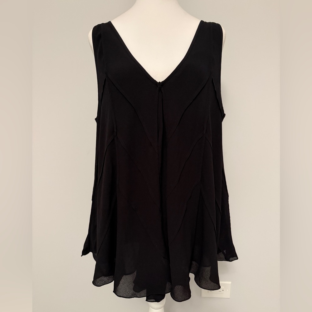 Max Studio Black V-Neck Ruffled Blouse